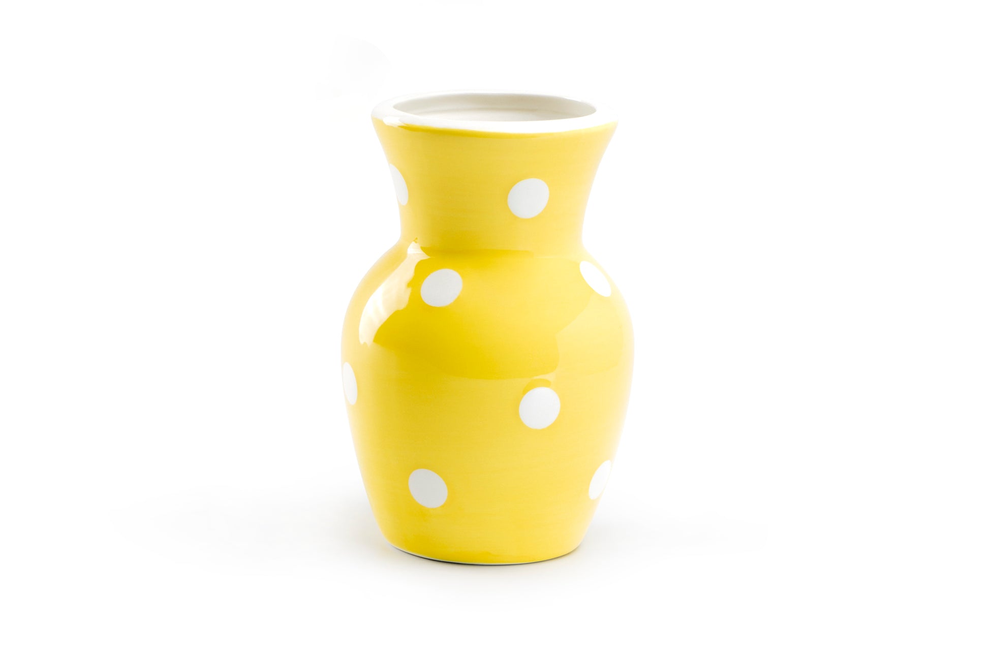 Terramoto Ceramic Polka Dots Vase - White on Yellow